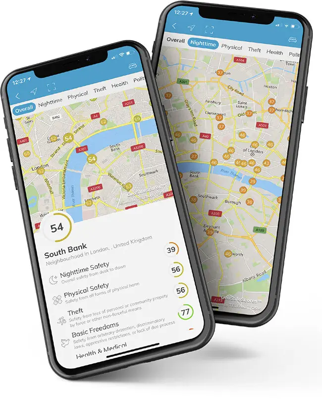 Puntuaciones de seguridad de los barrios Puntuaciones de seguridad de los barrios