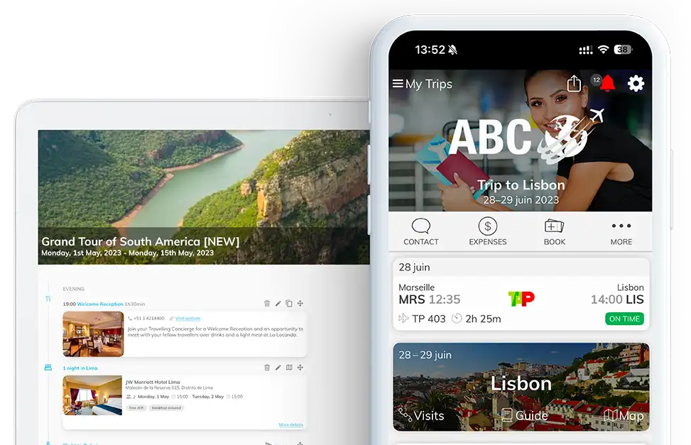 Mobile applications and itinerary management for agencies and tour operators