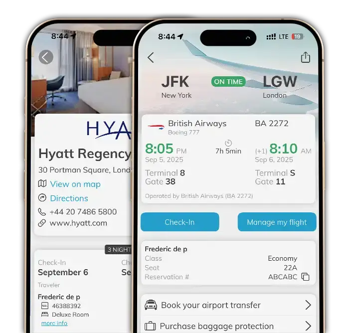 Flights, accommodation, itinerary