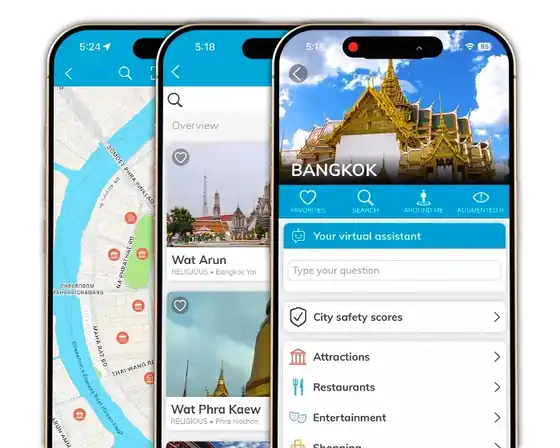 mTrip offline destination guide and map screen